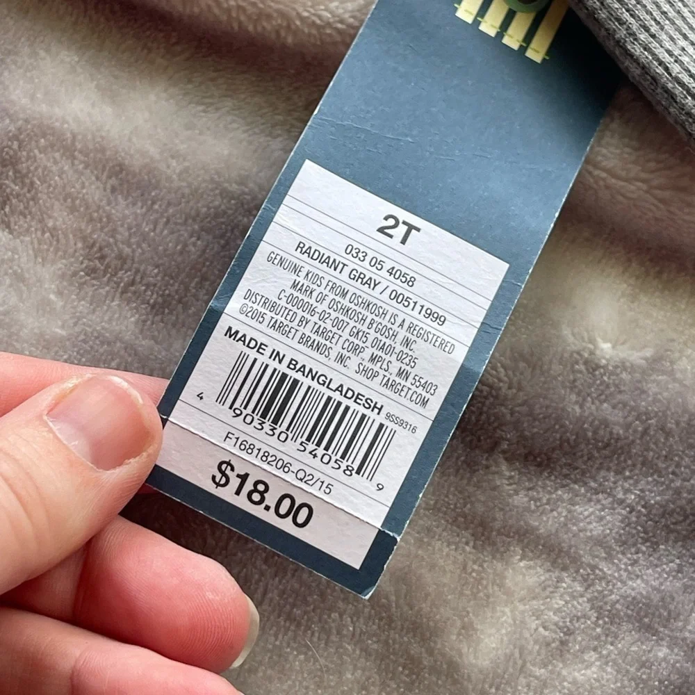 Oshkosh genuine kids nwt gray cotton utility jacket